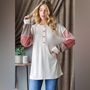 Color Block Henley Top